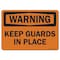 Signmission OSHA Warning Decal, Keep Guards In Place, 7in X 5in Decal, 5" W, 7" L, Landscape OS-WS-D-57-L-19678 - alternate 1